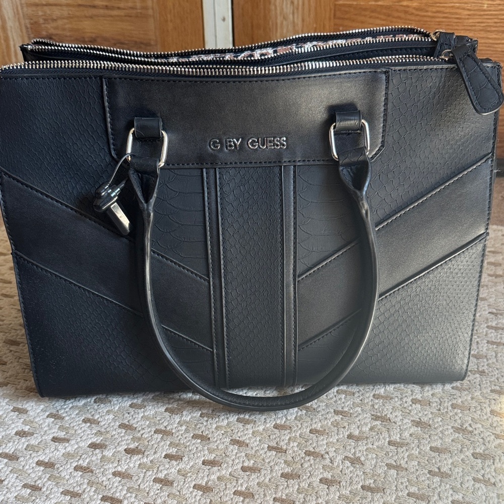 G by Guess Black Textured Satchel